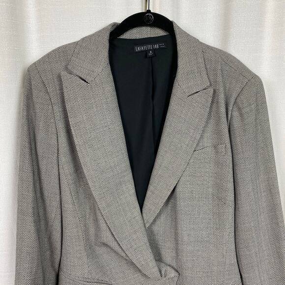 Lafayette 148 New York Black&White Chevron Virgin Wool One Button Blazer Sz.16 - Picture 4 of 13